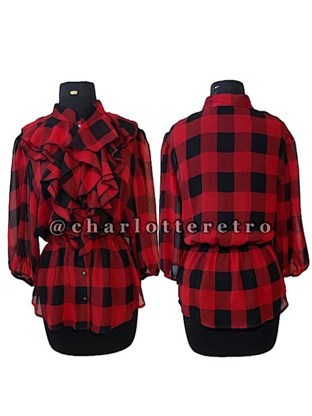 Tasha Polizzi • Ruffled Buffalo Check Blouse